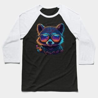 Shades of Wild - Vibrant Raccoon with Attitude Baseball T-Shirt